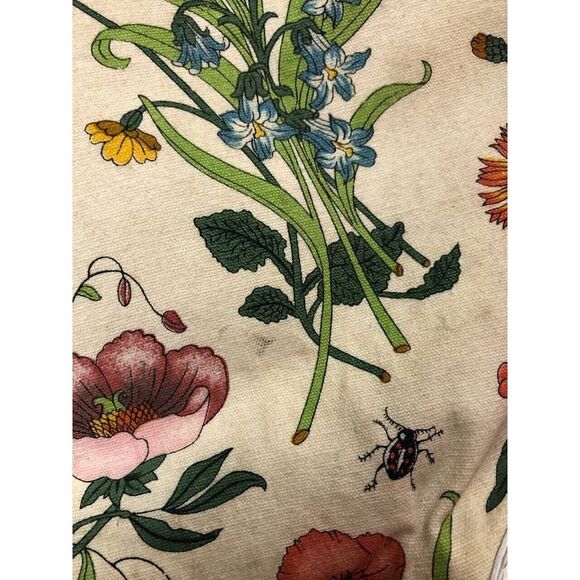 Vintage Gucci Tote Bag Floral Canvas White Leather - Picture 9 of 12
